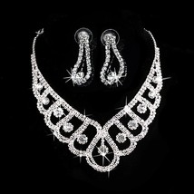 New Fashion  Crystal Wedding Bridal Prom Rhinestone Necklace Earrings Je... - $20.20
