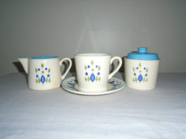 Marcrest Swiss Alpine Chalet Sugar and Creamer Set Cup and Saucer Vintag... - $17.82