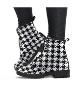 Combat Boots - Classic Black & White Houndstooth | Fashion Combat Boots, Vegan L - £70.57 GBP