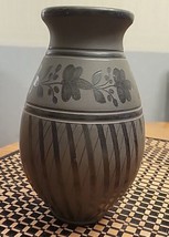 Hungarian Black Folk Art Pottery Vase Antonia Zombori 9” Tall Black Pottery - £22.41 GBP