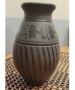 Hungarian Black Folk Art Pottery Vase Antonia Zombori 9” Tall Black Pottery - £21.99 GBP