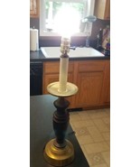 Vintage Mid Century Modern Table Lamp Wood Copper Retro Desk Light - $53.64 CAD