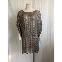 PARKER Beaded Tunic Top Mini Dress 100% Silk PROJECT Silver Gray XS Dolm... - £55.34 GBP