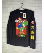 Nintendo Super Mario Yoshi Long Sleeve Black Graphic T-Shirt Boys Large ... - £13.82 GBP