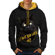 Wellcoda Bad Luck Black Funny Cat Mens Contrast Hoodie, Luck Casual Jumper - £31.46 GBP