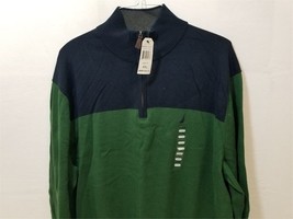 NAUTICA MENS LONG SLEEVE COLLARED QUARTER ZIP NAVY GREEN SWEATER NWT 2XL - $66.62