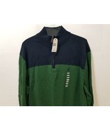 NAUTICA MENS LONG SLEEVE COLLARED QUARTER ZIP NAVY GREEN SWEATER NWT 2XL - £52.33 GBP