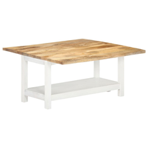 Rustic Wooden Solid Mango Wood White Natural Extendable Coffee Table With Shelf - £161.93 GBP