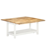 Rustic Wooden Solid Mango Wood White Natural Extendable Coffee Table Wit... - £159.76 GBP