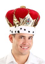 Red Royal King Hat - Velvet Crown with Faux Gems and Fur Trim, Adjustable Fit, C - £12.36 GBP