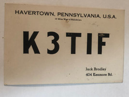 Vintage CB Ham radio Card K3TIF Havertown Pennsylvania 1962 - £3.95 GBP
