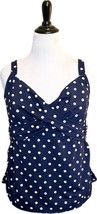 Lands End Tankini Swimsuit Top Plus 20W Navy Blue White Polka Dot Underwire NEW - £27.69 GBP