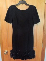 MORTON MYLES for the Warrens Black Shift Dress SS Ruffle Hem Vintage Sz ... - $39.95