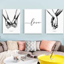 Kiddale Love and Hand in Hand Wall Art Canvas Print Poster,Simple Fashion Black  - £22.36 GBP