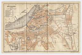 1903 Original Antique Map City Of Gothenburg Göteborg Goteborg / Sweden - $28.03