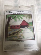 Vintage Family Circle Crewel Kit D302 Covered Bridge 14&quot;x14&quot; New and Sealed  - £18.48 GBP