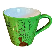 Disney Tinkerbell Coffee Mug Cup Fairies Green Gold 12 OZ Disney Store Exclusive - £7.91 GBP