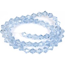 Bicone Faceted Fire Polished Chinese Crystal Beads Aquamarine 6mm 1 Strand - £5.23 GBP