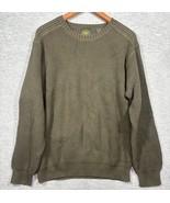 Timberland Mens Sweater L Olive Green Waffle Knit 100% Cotton Crewneck P... - $17.70