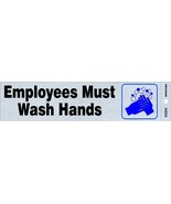 EMPLOYEES MUST WASH HANDS Adhesive Sign Sticker Aluminum 2&quot; x 8&quot; HILLMAN... - $372.35 MXN