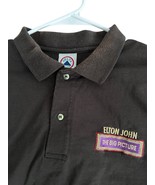 Vintage Elton John The Big Picture Embroidered Logo Black Polo Mens L - $33.25
