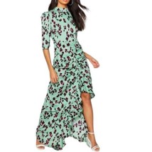 Women&#39;s Green Animal Print Hi Neck Maxi Dress Size 6/8 - £23.52 GBP