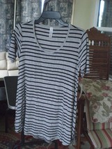 NWT LuLaRoe XXS Perfect T Shirt Top Blouse Gray with Black Stripes - $15.20