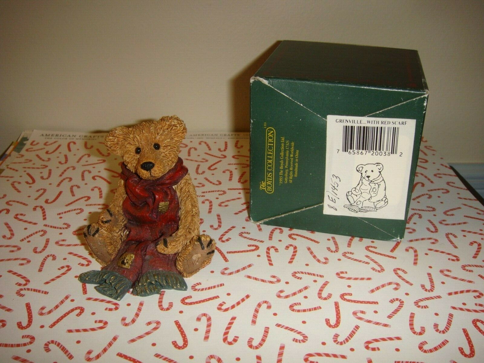 Boyds Bearstone Grenville With Red Scarf Bear - $14.99