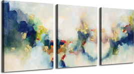 Yuegit 3 Piece Canvas Wall Art for Living Room : Bedroom Wall Art Blue Abstract  - £17.40 GBP