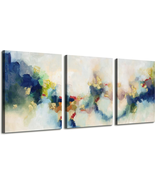 Yuegit 3 Piece Canvas Wall Art for Living Room : Bedroom Wall Art Blue A... - £17.06 GBP