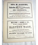 1853 Ad Geo. W. Robbins Umbrella, Parasols, Parasoletts Manufacturer, Bo... - £7.86 GBP