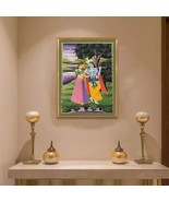 Radha Krishna Raasleela Detailed Pichwai Handmade Painting On Fabric, Or... - £51.91 GBP