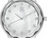 I. N.c. Femmes Argent Ton 36mm Nacre Cadran Coupe Cristal Bracelet Montre - $35.00