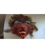Latex Rubber Red Werewolf Face Head Halloween Mask Brown Hair - $23.00 CAD