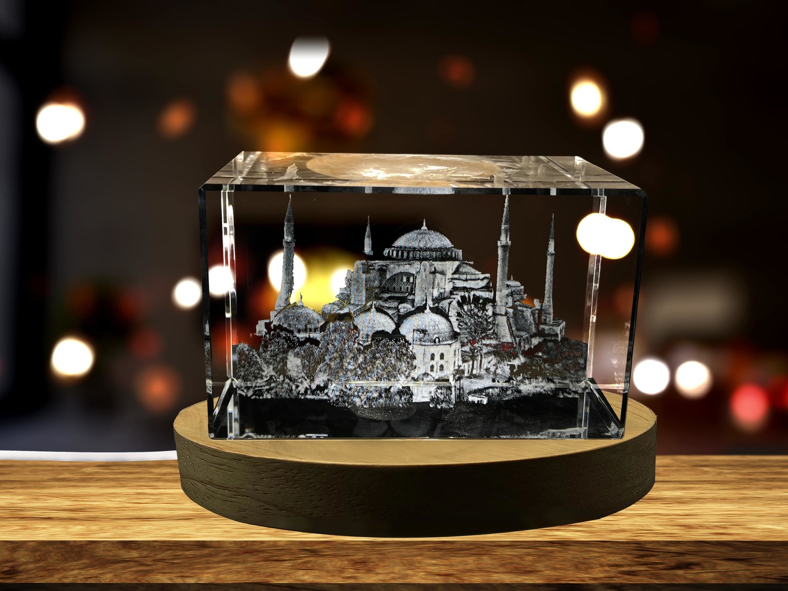 LED Base included | Hagia Sophia 3D Engraved Crystal Decor - $25.99+