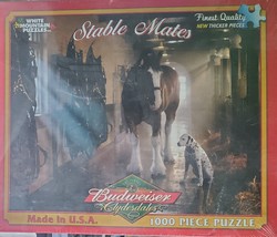 White MountainStable Mates Clydesdale Horse &amp; Dog Budweiser 1000 Piece Puzzle - £67.90 GBP