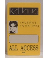K.D. LANG - VINTAGE ORIGINAL INGENUE TOUR 1992 CLOTH TOUR BACKSTAGE PASS - $186.40 MXN