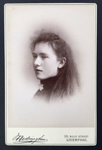 Antique Cabinet Card Expressionless Young Lady Long Hair Medrington Liverpool - £11.96 GBP