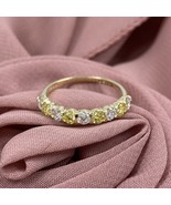 1.00 Ct Round Lab Grown White Yellow Diamond Wedding Band 14k Yellow Gold - $891.26 CAD