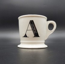 Anthropologie Monogram Letter A White Shaving Style Coffee Mug Cup Black Initial - £13.28 GBP
