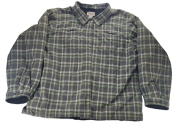 Vintage Plaid Fleece Lined Flannel Shirt XXL 3 Layer Country Tuff Green Grey - £22.13 GBP