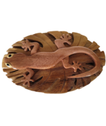 Lizard Secret Puzzle Jewelry Box 3D Wooden Trinket Stash Hand Carved Woo... - £23.34 GBP