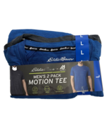 Eddie Bauer Men Motion Tee Crew Neck Shirt Stretch Wicking 2 Pack Blue G... - $14.87