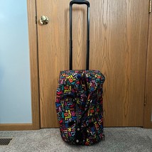 Vera Bradley Rolling Travel Pull Wheeled Duffel Bag Bright Letters Desig... - $98.99
