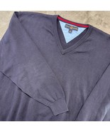 Tommy Hilfiger Golf V Neck Sweater Mens Large Blue Cotton Blend Knit - $24.99