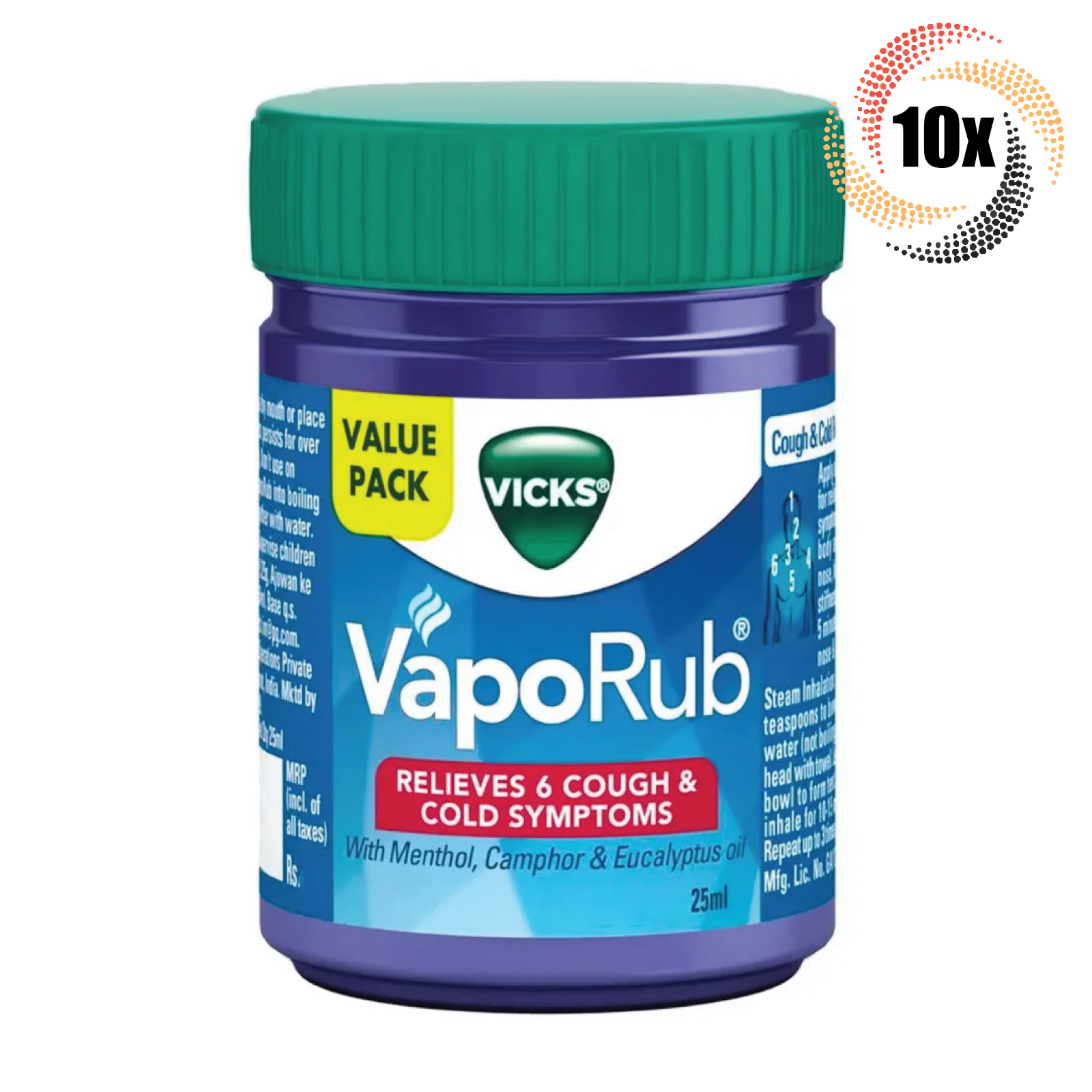 10x Jars Vicks VapoRub Menthol Camphor &amp; Eucalyptus Oil Cough Suppressan... - $34.01