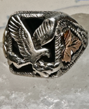 Black Hills Gold  ring leaves floral leaf band sterling silver women girls - $167.31