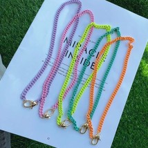 5PCS, Gold Clasp necklace Handmade colorful enamel chain necklace Jewelry Curb L - £52.41 GBP