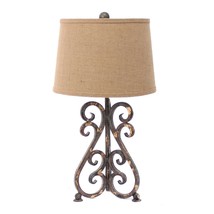 13 X 11 X 23.75 Bronze Vintage Metal Khaki Linen Shade - Table Lamp - $287.98