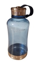 Starbucks Coffee 32 oz Blue Plastic Water Bottle Strap Stainless Steel 2006 - £13.09 GBP